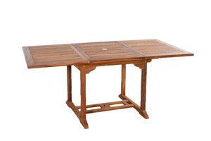 salon de jardin en teck rectangulaire 4 chaises et 2 fauteuils Lubok table