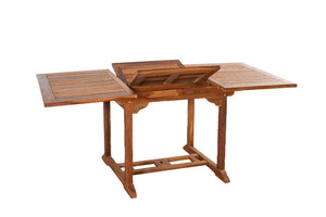 salon de jardin en teck rectangulaire 4 chaises et 2 fauteuils Lubok table avec rallonge