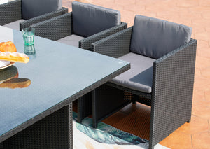 salon de jardin encastrable pour 10 personnes Noir et gris zoom 1
