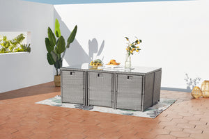 salon de jardin encastrable pour 10 personnes gris et blanc encastré