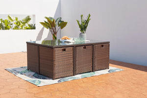 salon de jardin encastrable pour 10 personnes marron encastré