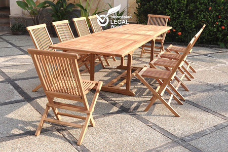 salon de jardin repas rectangulaire en teck 10 chaises