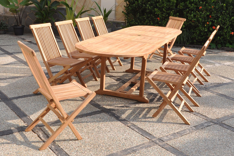 salon de jardin repas teck 10 chaises