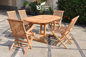 salon de jardin repas teck 4 chaises et 2 fauteuils