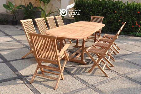 salon de jardin repas teck 8 chaises et 2 fauteuils