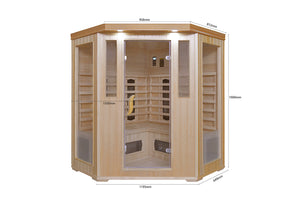 sauna bois 3/4 places plan