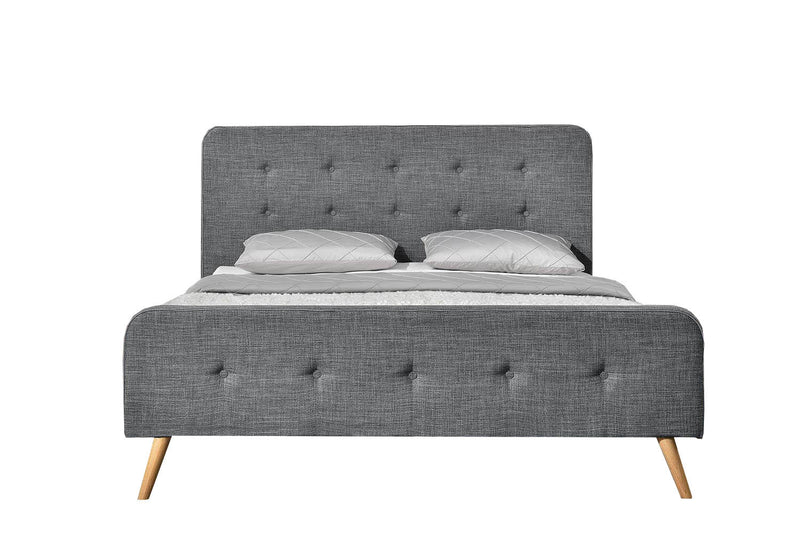 structure de lit de style scandinave avec pieds en bois- 160 x 200- Gris foncé