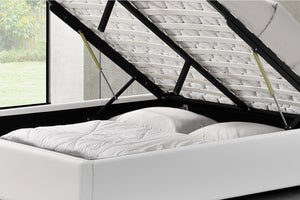 structure Blanc de convertible avec coffre intégré-160 x 200 cm