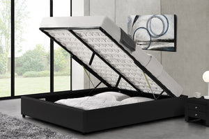 structure de lit Noir avec coffre intégré-160 x 200 cm