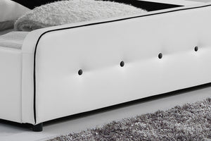 structure de lit capitonné avec coffre intégré Blanc-140 x 190 cm