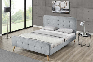 structure de lit de style scandinave avec pieds en bois- 140 x 190- Gris clair