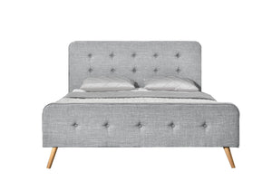 structure de lit de style scandinave avec pieds en bois- 140 x 190- Gris clair