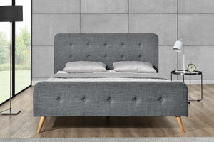 structure de lit de style scandinave avec pieds en bois- 160 x 200- Gris foncé
