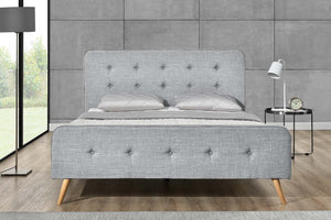 structure de lit de style scandinave avec pieds en bois- 140 x 190- Gris clair