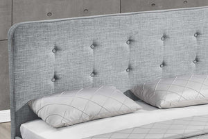 structure de lit de style scandinave avec pieds en bois- 140 x 190- Gris clair