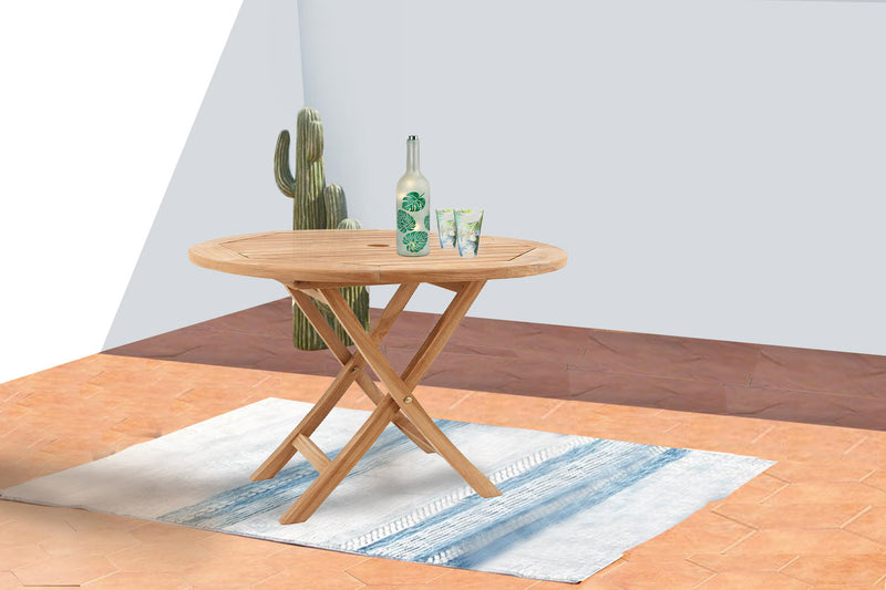 table de jardin en teck rond 120 cm