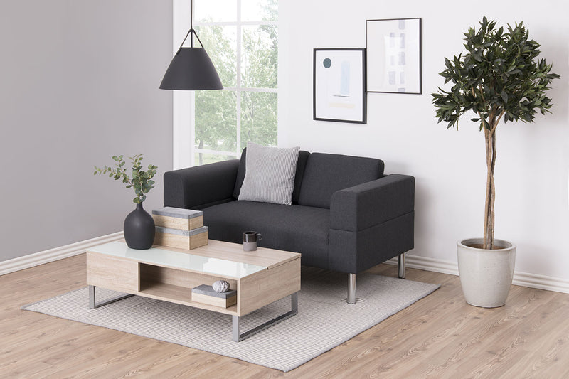 table basse elevable de style industriel blanc et bois Ela