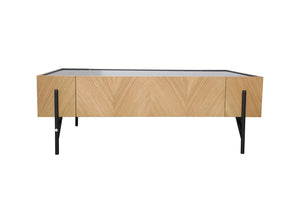 table basse vintage bois clair et pieds métal Sequoia