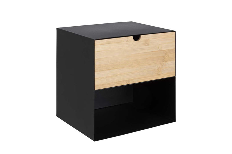 table de chevet noir et bois