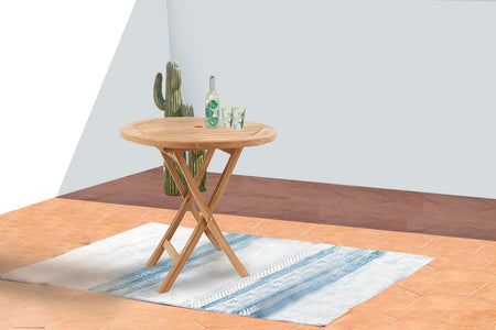 table de jardin en teck rond 80 cm