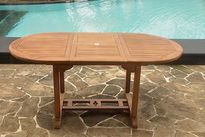 table de jardin extensible ovale en teck cruda 6 personnes Kajang