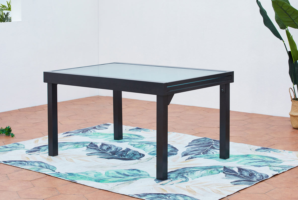 Table en aluminium et verre extensible 10 places Brescia