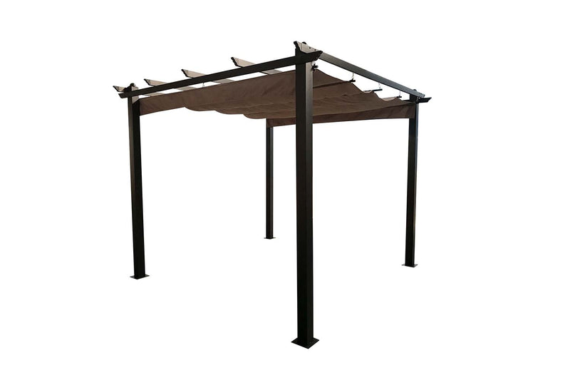 tonnelle autoportante Taupe 3x3 m avec structure en aluminium et toile de polyester Regia sur fond Blanc