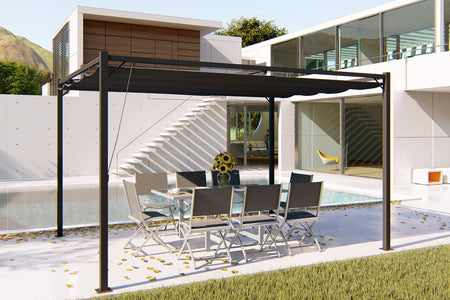 tonnelle autoportante de 4x3 m avec toile de polyester Gris