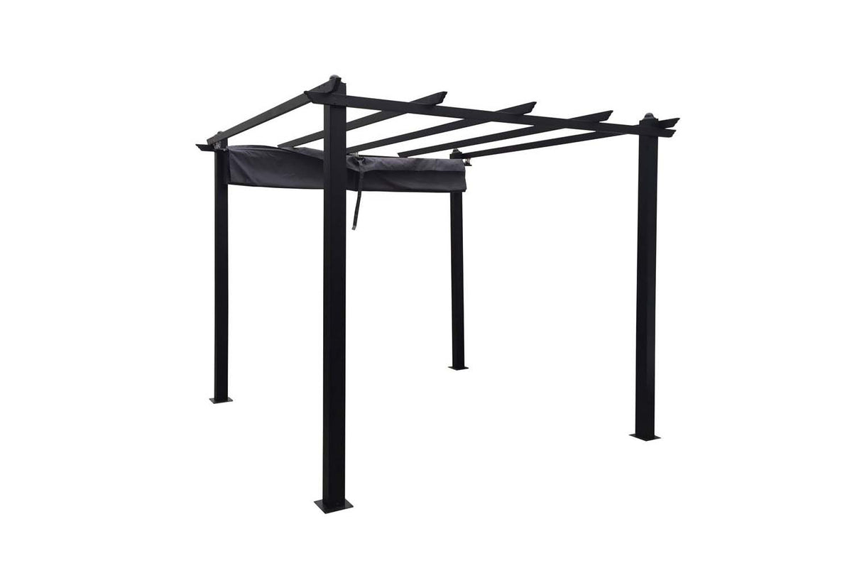 tonnelle autoportante gris 3x3 m avec structure en aluminium et toile de polyester Regia sur fond Blanc