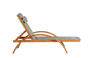 transat avec coussin gris et bois
