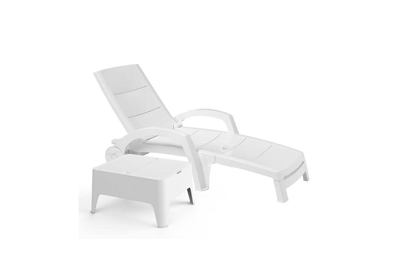 transat en plastique recyclé + table Doral Blanc