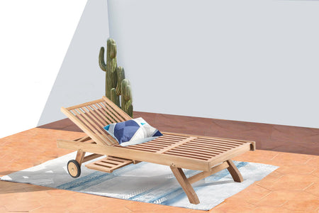 transat en teck avec roues